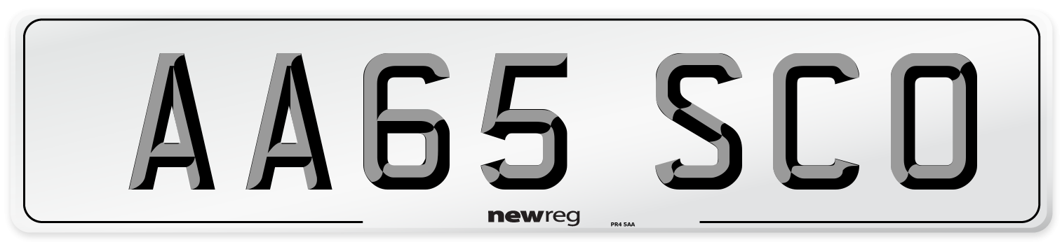 AA65 SCO Number Plate from New Reg